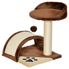 PawHut Cat Tree Scratching Post Activity Centre Climber Hanging Ball Brown