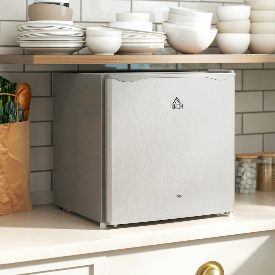 image 1 of HOMCOM 46L Counter Top Fridge Mini Fridge with Lock Chiller Box Grey