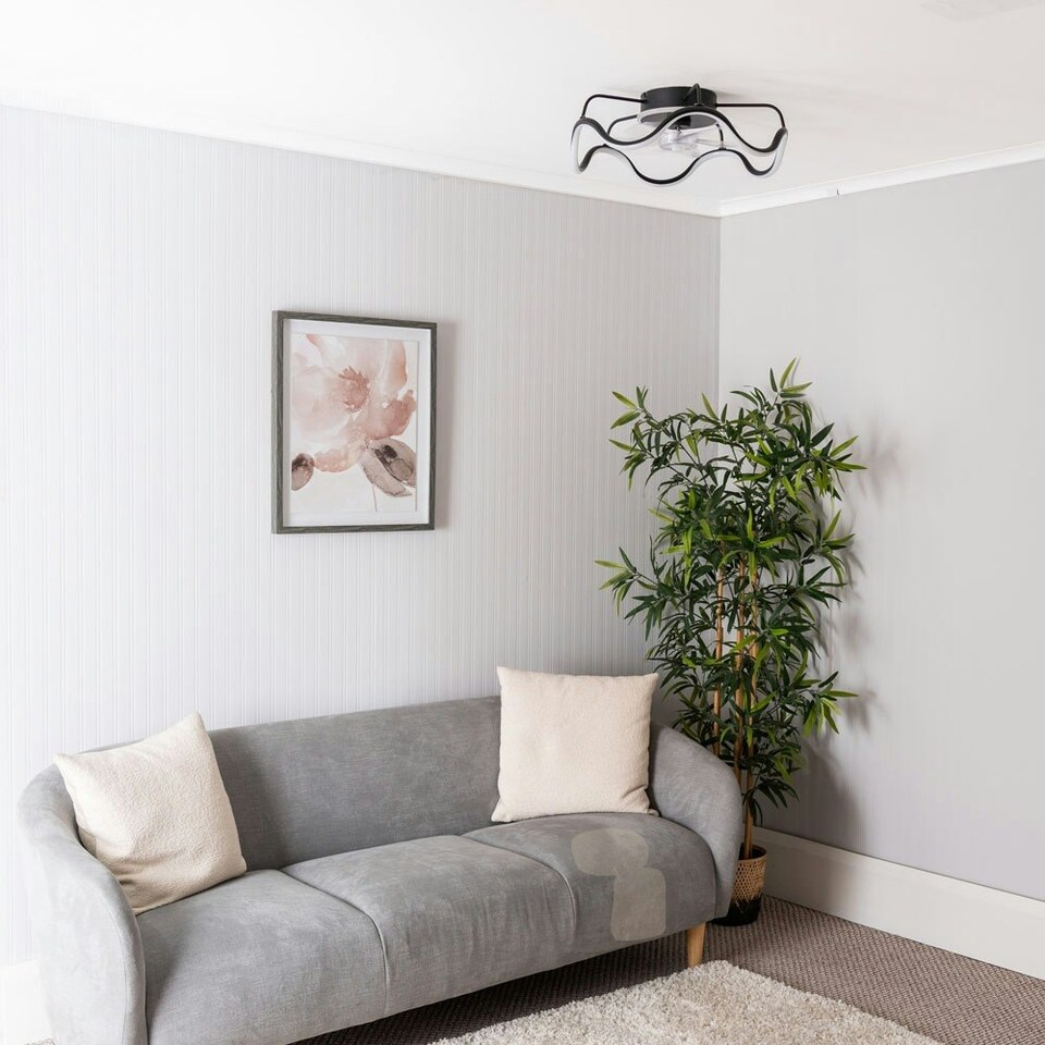 image 1 of ValueLights Infinity Black Wave Integrated LED Ceiling Fan & Remote