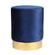 image 1 of Harbour Housewares Round Velvet Pouffe - 29 x 36cm - Blue | Blue | Blue