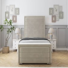 Sloomy Ashford Cream Plush Bed Frame With 50" Upholstered Headboard 3' Single