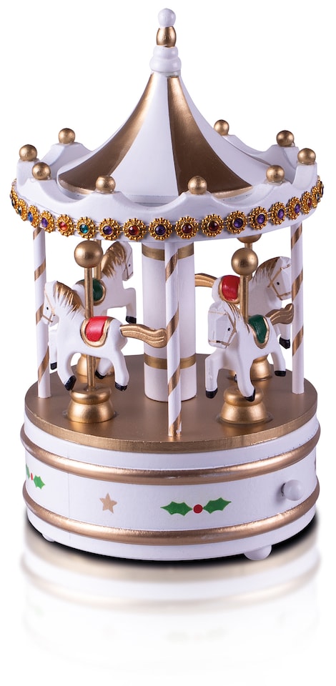 image 1 of St Helens Xmas Carousel Music Box, White