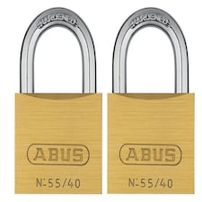 ABUS Mechanical 55/40Mm Brass Padlocks Twin Pack