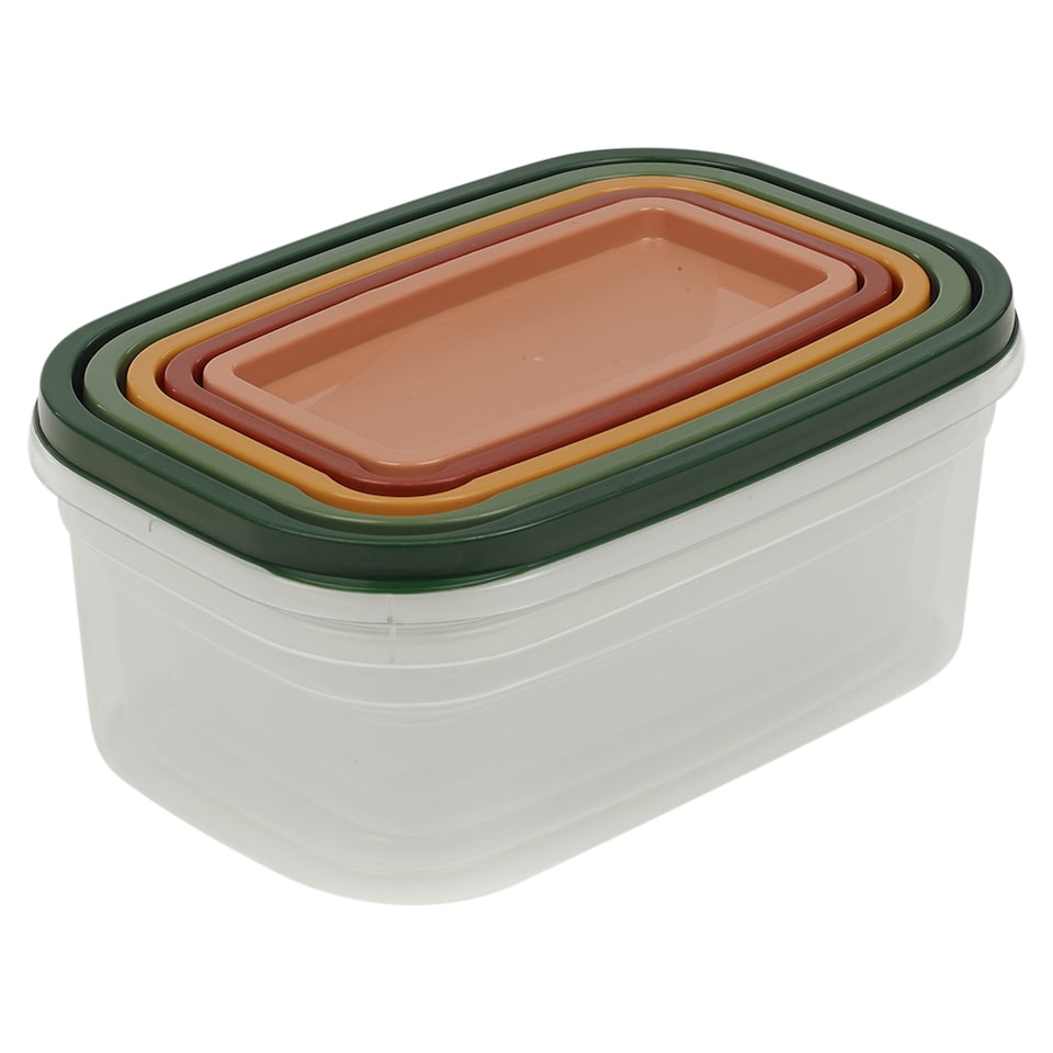 image 1 of 5Pcs Plastic Food Storage Containers & Airtight Lids Microwave Freezer Safe Sets | Multi | Multicoloured | 5Pc Round Set