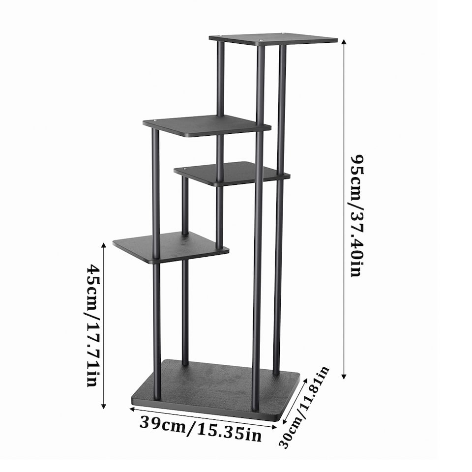 image 1 of Living and Home 5-Tier Modern Plant Stand Shelf Plant Display Rack | Black | 5 Tiers