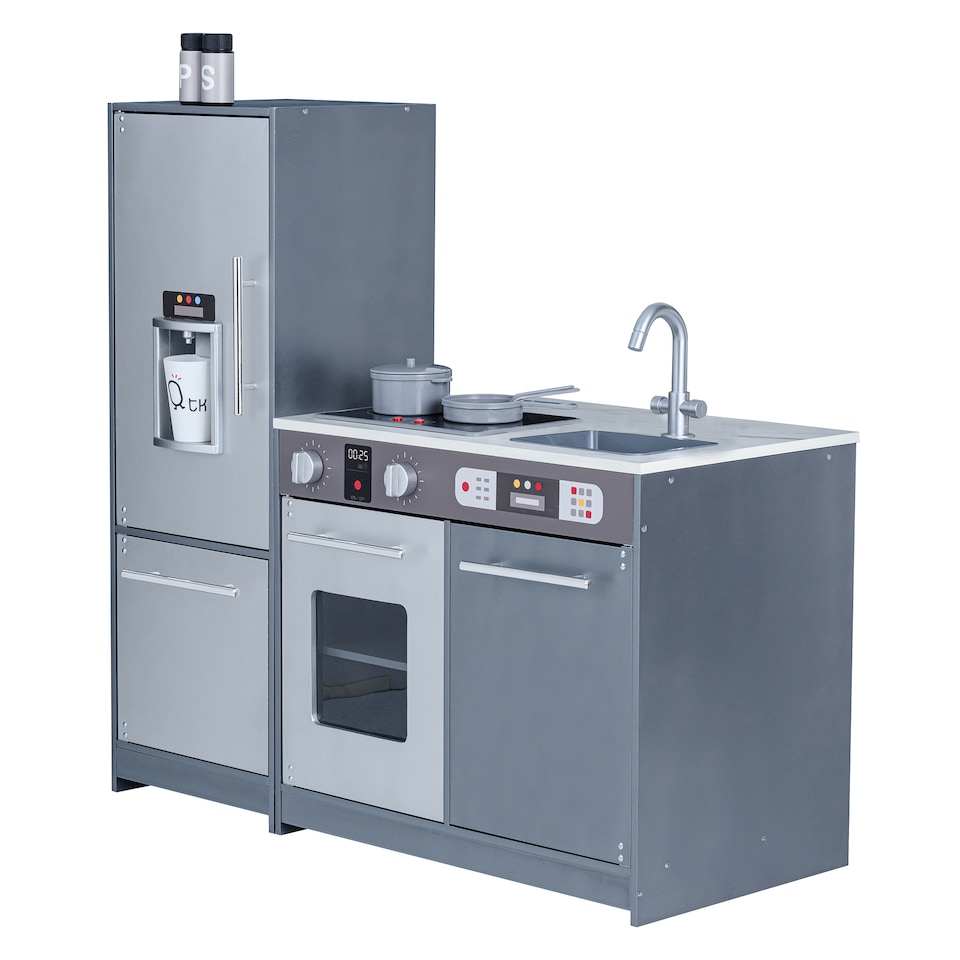 image 1 of Teamson Kids Play Kitchen, Medium Grey with Light and Sound, Little Chef Milano