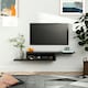 image 2 of HOMCOM Wall Mounted Media Console Floating TV Stand with Shelf Black