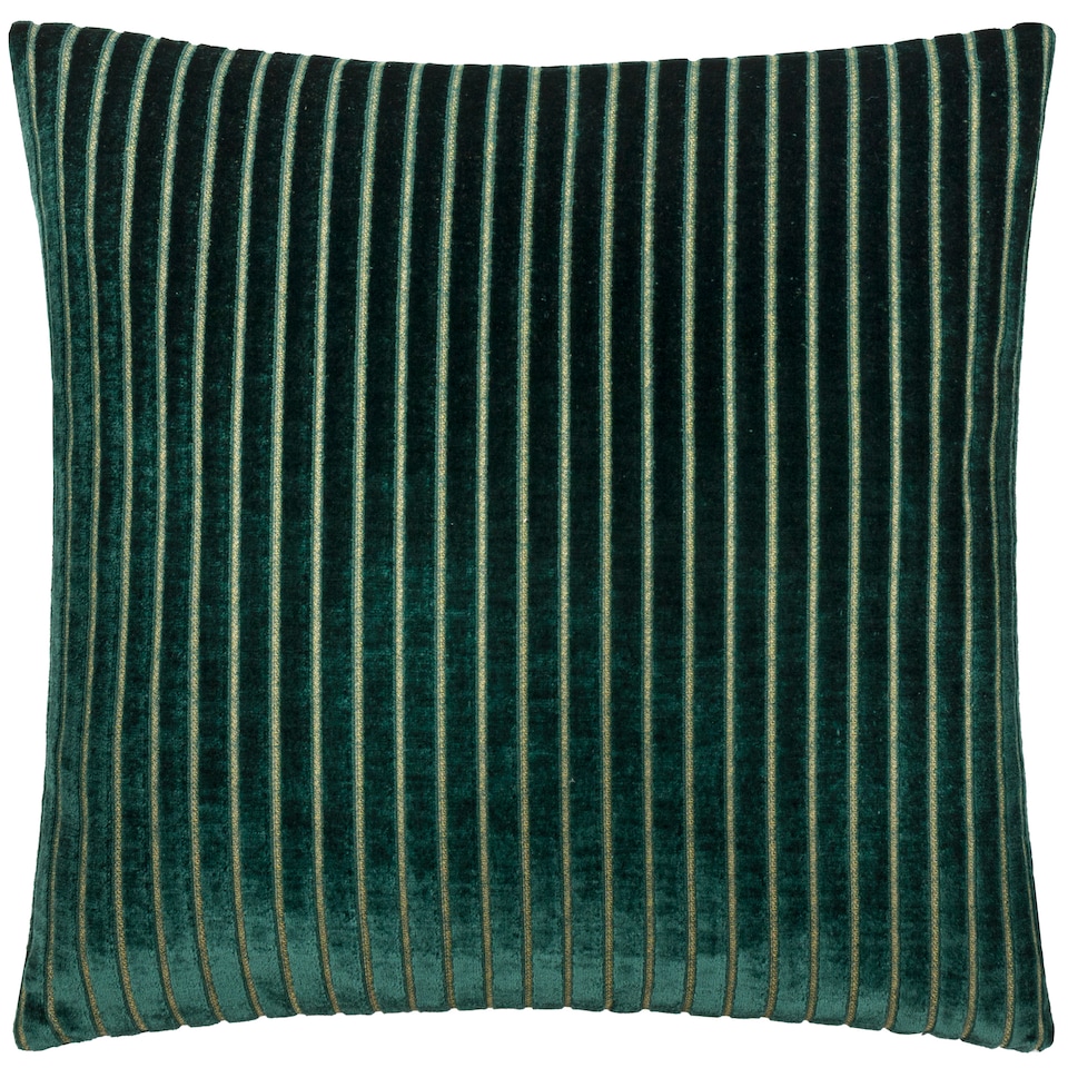 image 1 of Paoletti Savoy Stripe Velvet Cushion | Green | Emerald