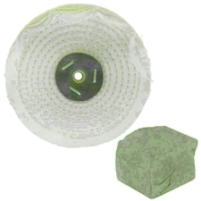 White Close Stitched Polishing Buffing Mop 6" x 2" 4 Row With Compound 250g