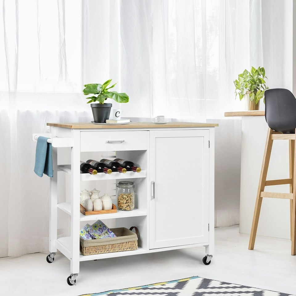 image 1 of COSTWYA Kitchen Island Storage Trolley Rolling Cart