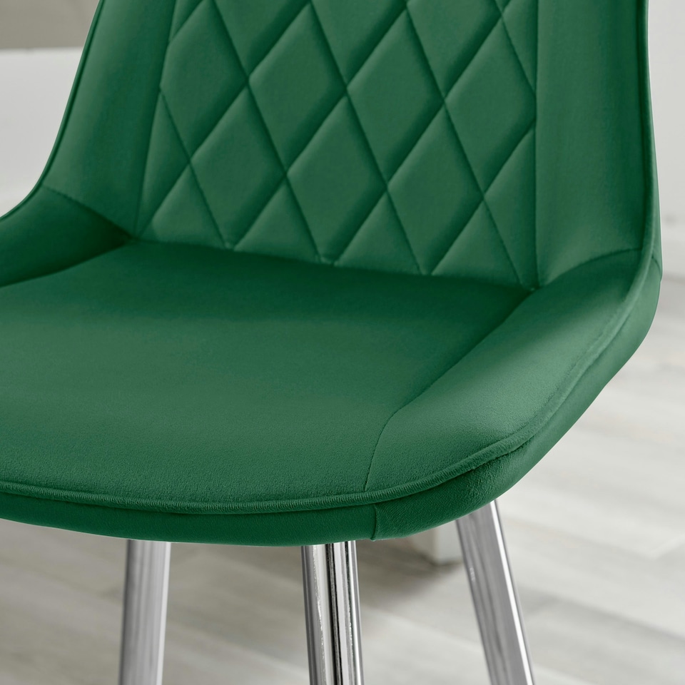 image 1 of Furniturebox Pesaro 2x Green Velvet Silver Legs Bar Chair
