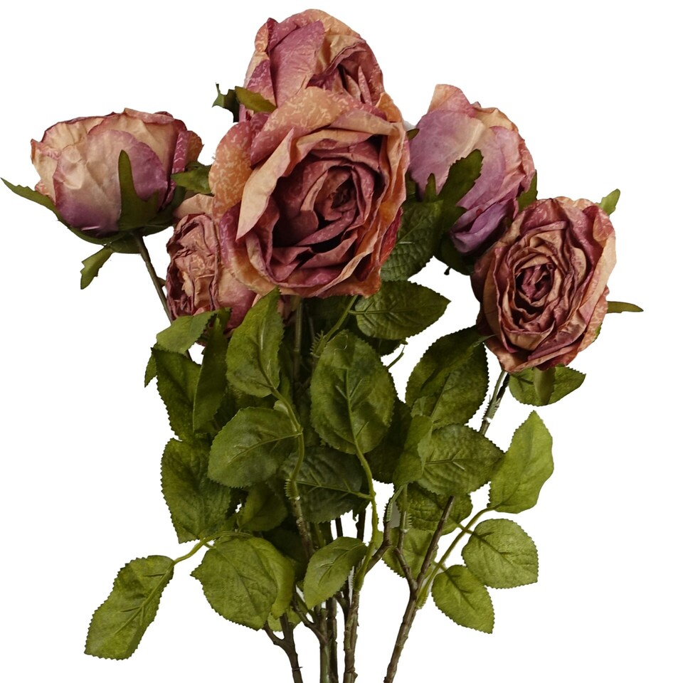 image 1 of Pack of 6 x 70cm Artificial Dark Pink Rose