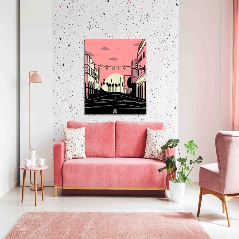 image 1 of VENICE BEACH SUN PINK (Canvas Prints) 20cm x 15cm