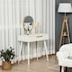 image 7 of HOMCOM Modern Dressing Table w/ 2 Drawers Round Mirror for Bedroom White