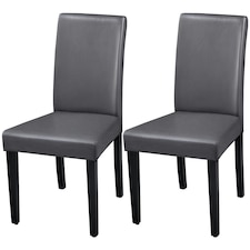 Yaheetech Set of 4 Fabric Upholstered Dining Chairs Grey | Dark Grey