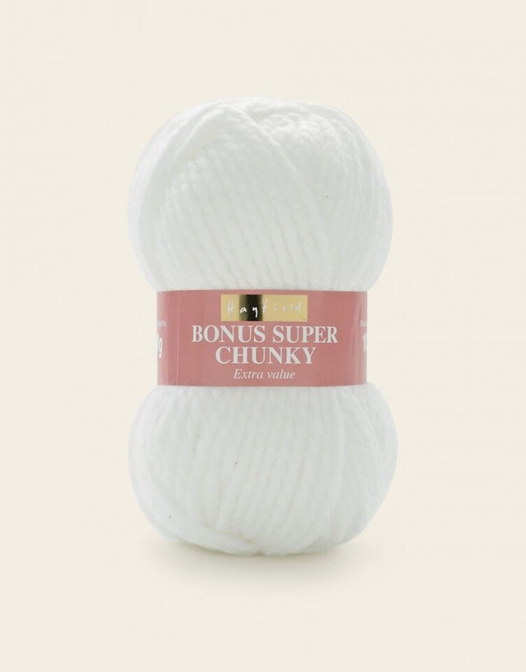 Hayfield White Bonus Super Chunky Yarn (Value Pack 10 x 100g Balls) For Crochet, Knitting - 82m per ball
