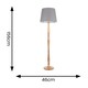 image 4 of ValueLights Victoria Light Wood Traditional Stem Floor Lamp with Grey Fabric Tapered Shade and LED Bulb