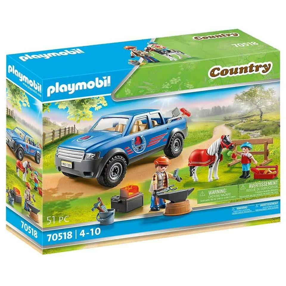 image 1 of Playmobil Country Mobile Farrier Playset with Toy Pickup 51 pcs Ages 4-10