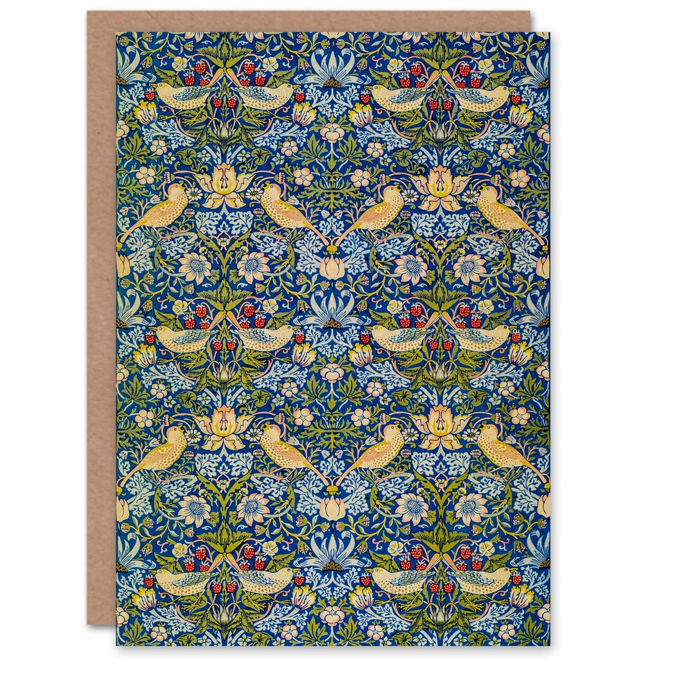 image 1 of William Morris Art Card Strawberry Thief Floral Pattern