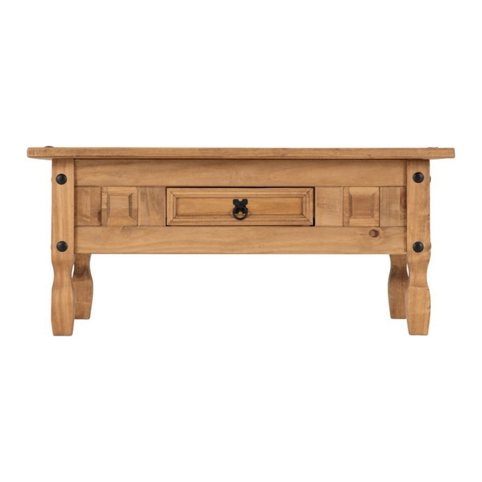 image 1 of Corona 1 Drawer Coffee Table - L61 x W100 x H45 cm - Distressed Waxed Pine | Brown
