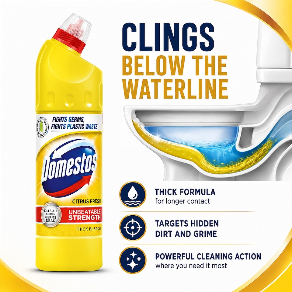 image 1 of Domestos Extended Germ Kill Citrus Fresh Bleach 750ml