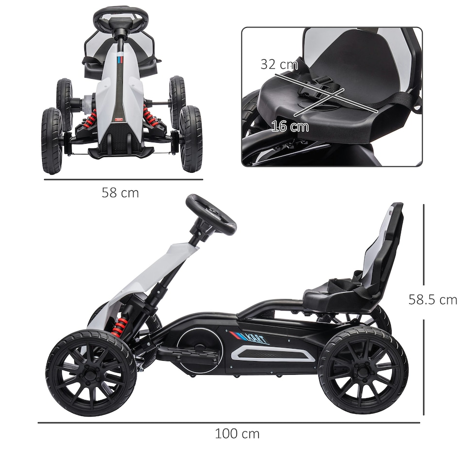 image 1 of HOMCOM 12V Electric Go Kart w/ Forward Reversing 2 Speeds for 3-8 Yrs White