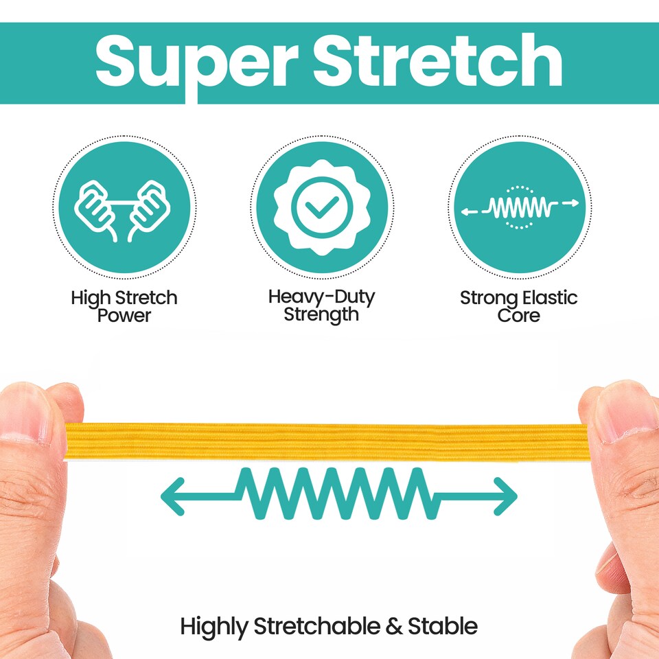 image 1 of 5mm Flat Elastic Band, Soft Durable & Stretchable Material - 25M
