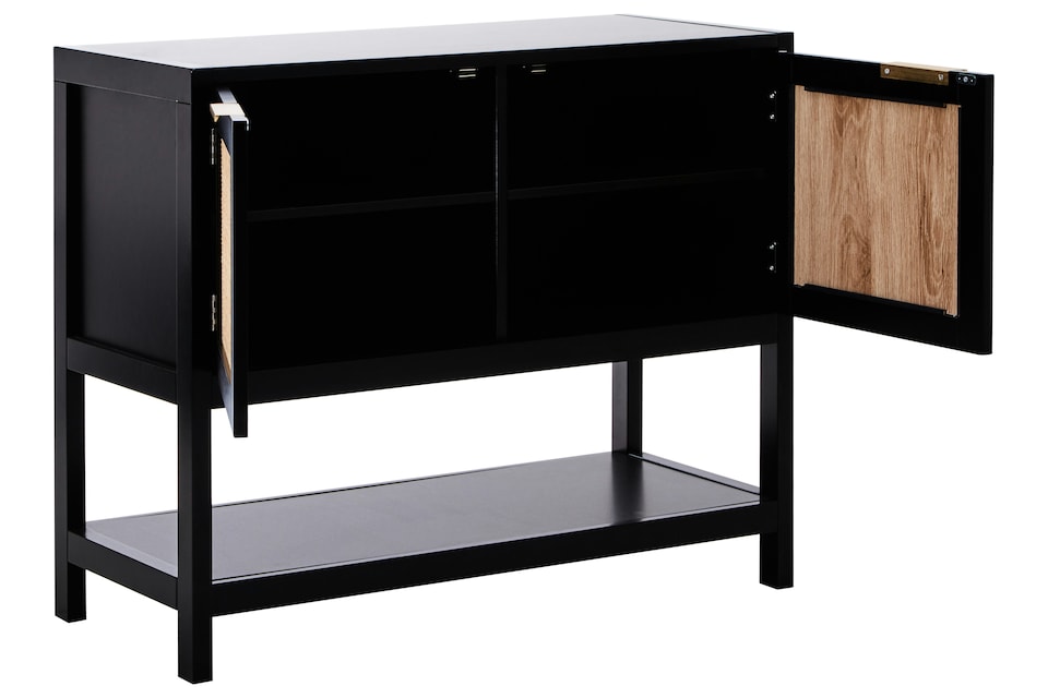 image 1 of Orsina Versatile Black Wood Side Cabinet, Rustic Bedside Cabinet, Easily Maintained Display Cabinet With Storage