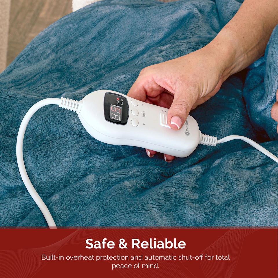 image 1 of Rediffusion Electric Blanket, CosySnug, Luxury, 160x120cm, Soft Flannel and Plush Teddy Fleece, Digital Remote, Energy-Efficient 120W, Machine Washable, Teal - RED160120TT