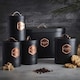 image 2 of Cooks Professional Kitchen Storage Set | 5-Piece | Bread Biscuit Tea Coffee Sugar | Black & Copper
