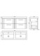 image 5 of Balterley Partial Fluted 4 Drawer Wall Hung Vanity Unit with Double Polymarble Basin | Grey | Satin Soft Black