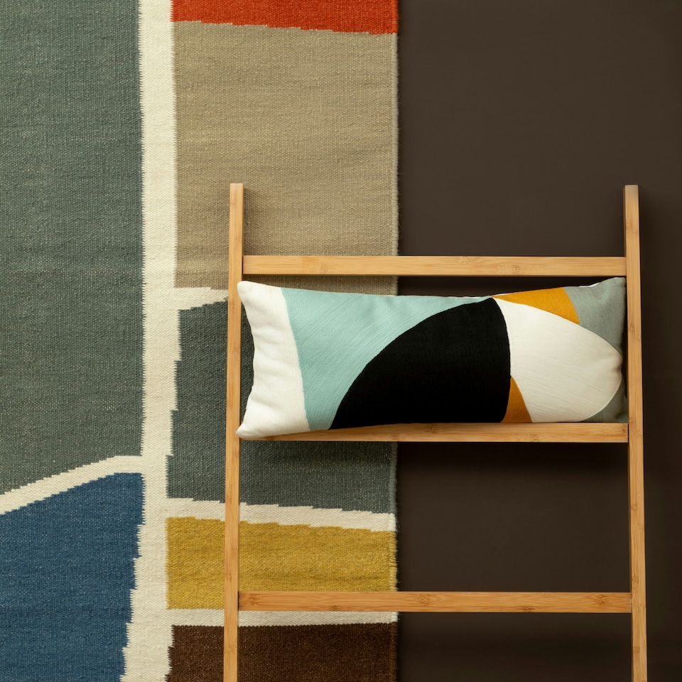 image 1 of Bosie Ozella Multi Colour Rectangular Cushion | Multi