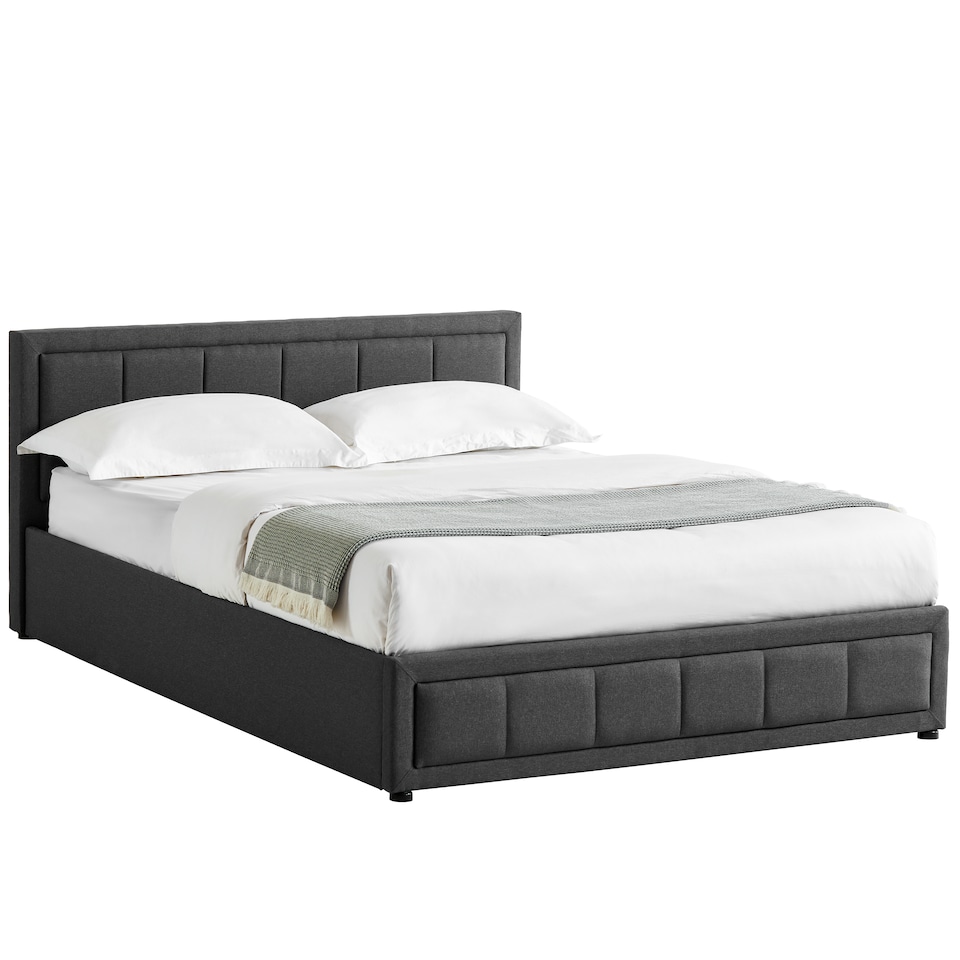 image 1 of Vida Designs Vanita 5ft King Size Ottoman Bed Storage Fabric Upholstered, Dark Grey, 150 x 200cm