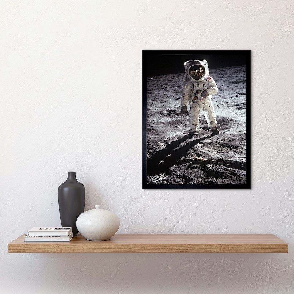 image 1 of NASA Apollo 11 Astronaut Aldrin Armstrong Moon Landing Anniversary Framed Wall Art Print