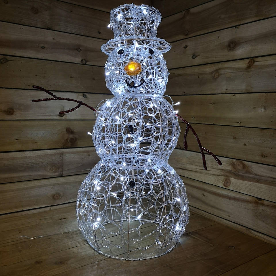 image 1 of Premier Indoor Outdoor Christmas 90cm Lit Soft Acrylic Snowman With 80 White LED