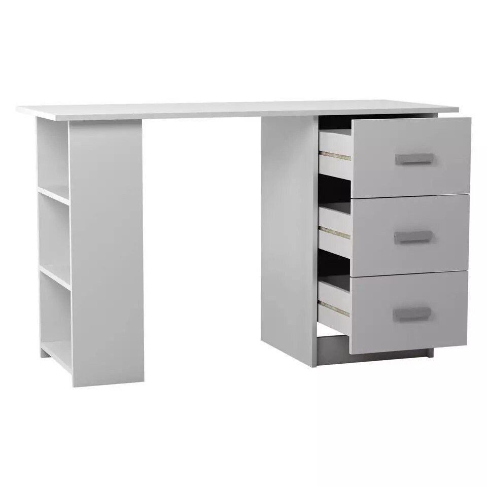 image 1 of 3-Drawer 3-Shelf Desk with Customizable Layout Black | 0