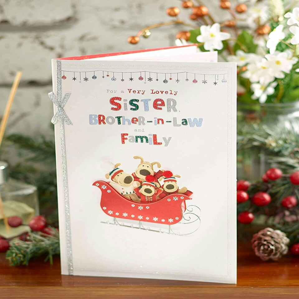 image 1 of Sister And Brother In Law And The Family Boofle Hand Finished Christmas Card