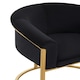 image 5 of Interiors by Premier Black Velvet Dining Chair with Arms, Matte Gold Base Armchair for Dinner, Dining Room, Home and Office