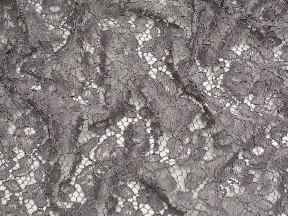 Minerva Core Range Grey Corded Lace Fabric for Bridal, Dressmaking, 146cm / 57" Wide - per metre