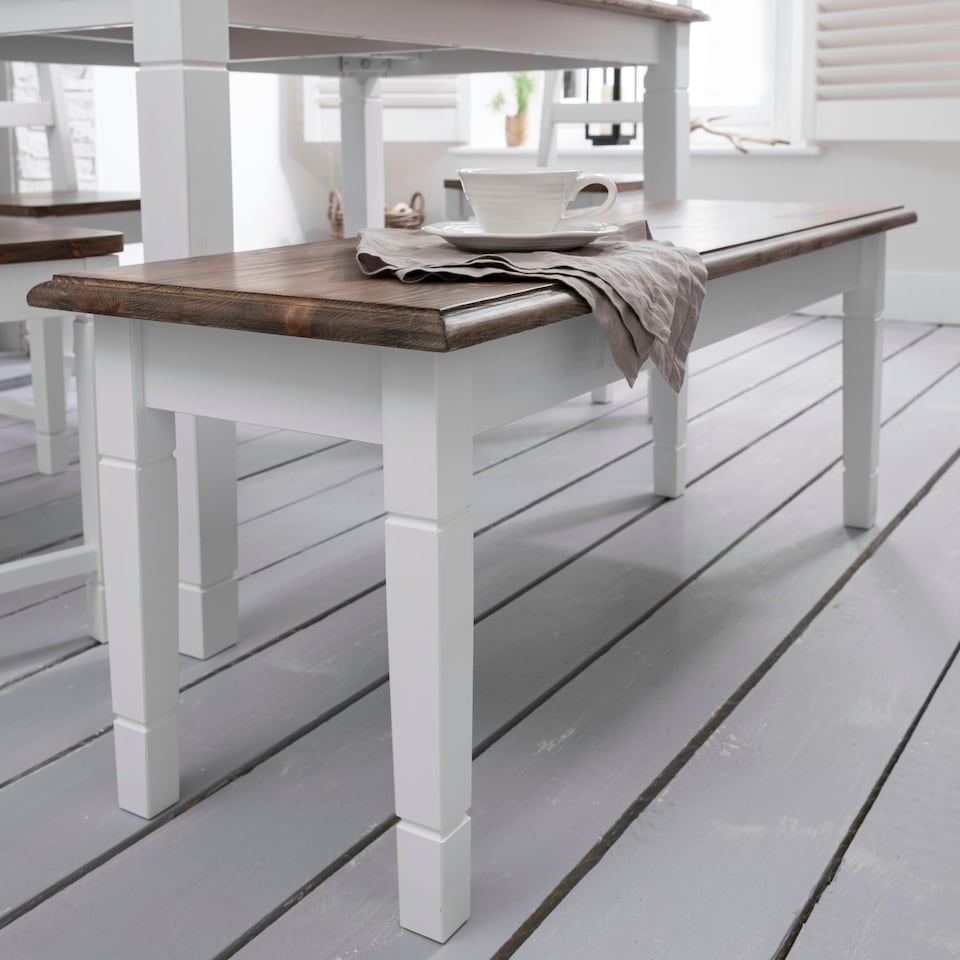 image 1 of Canterbury Hallway Bench Entryway Medium in White and Dark Pine White