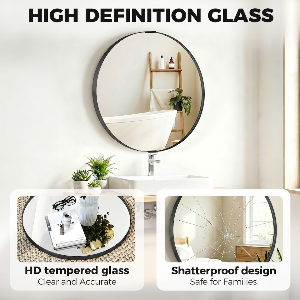 image 1 of HOMCOM Wall Mirror 61 cm, Wall Mounted Bathroom Mirror