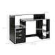 image 7 of HOMCOM Multi-Storage & Workstation Desk Table Storage Shelves Home Office Black