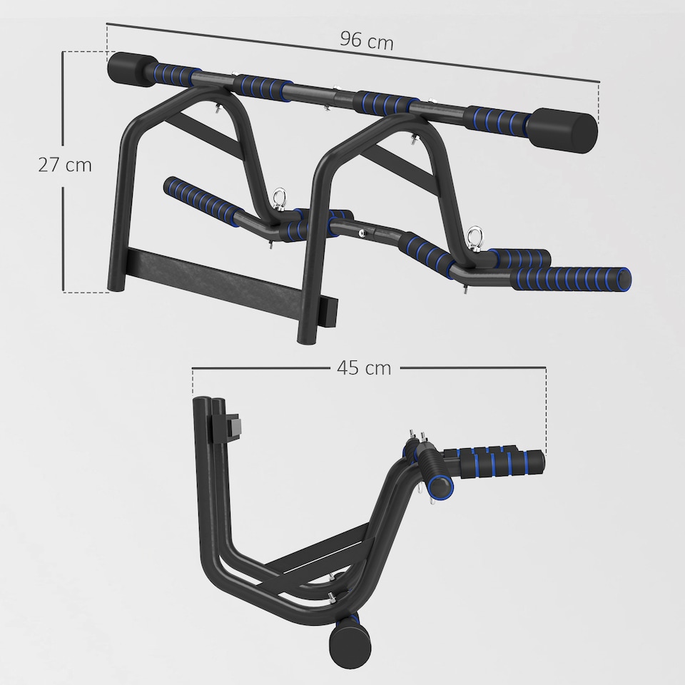 image 1 of SPORTNOW Multi-Grip Pull Up Bar, Chin Up Bar Doorway with Non-Slip Grips | Black