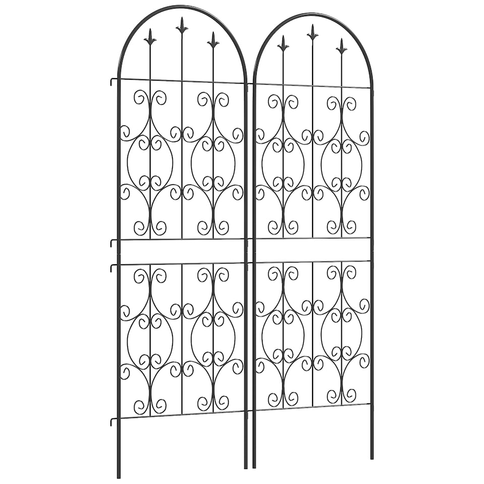 image 1 of Outsunny Set of 2 Metal Garden Trellis, Outdoor Trellis Panels, 150 x 50 cm | Black | 1