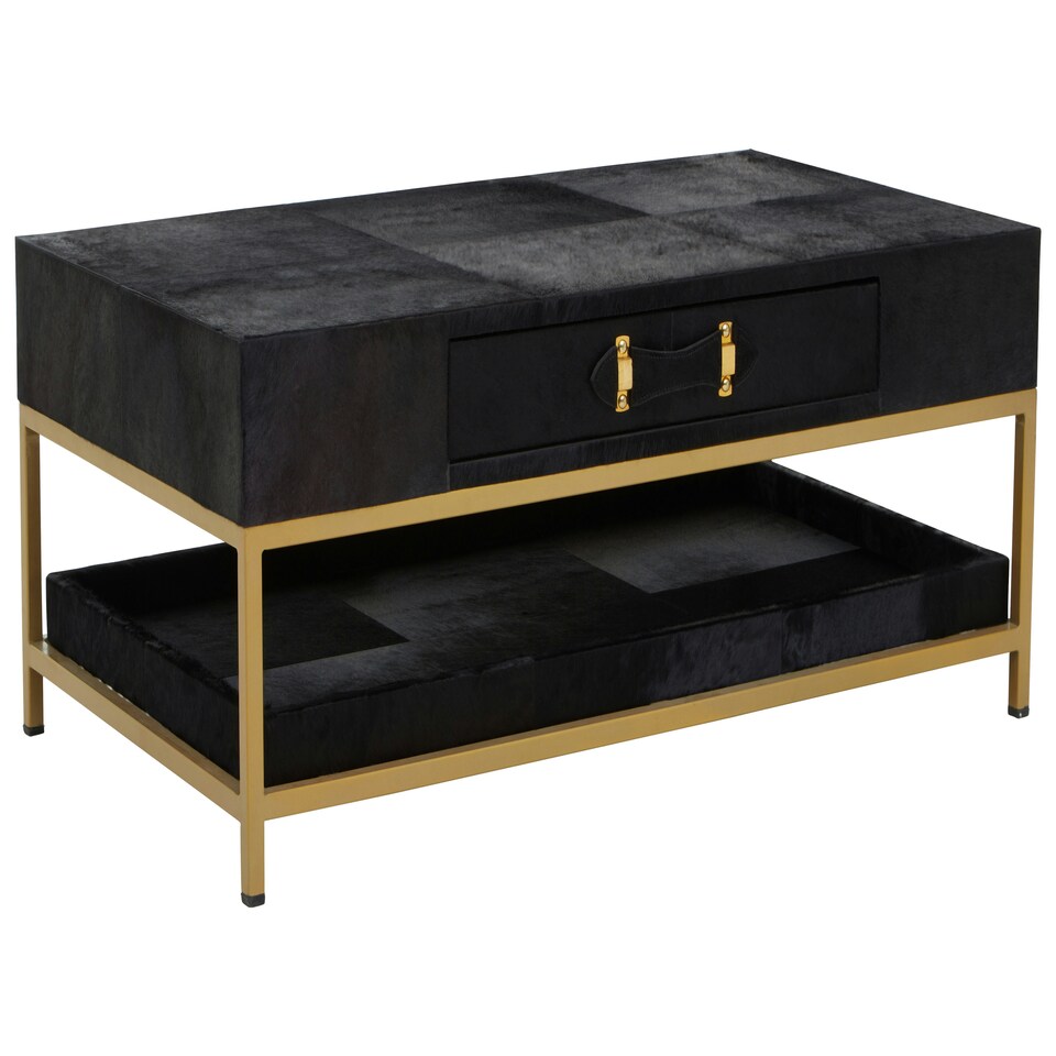 image 1 of Kensington Townhouse Hair On Hide Black And Gold Coffee Table Black
