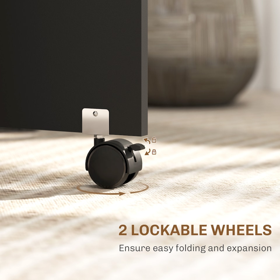 image 1 of HOMCOM Folding Dining Table, Drop Leaf Table with 2-Tier Shelves, Rolling Casters, for Small Spaces, Kitchen, Black