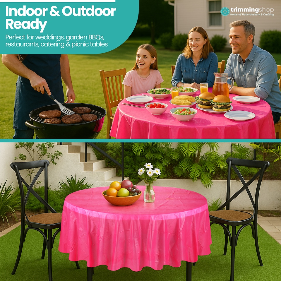 image 1 of Disposable Plastic Table Cover, Waterproof Tablecloth - 84 Inch
