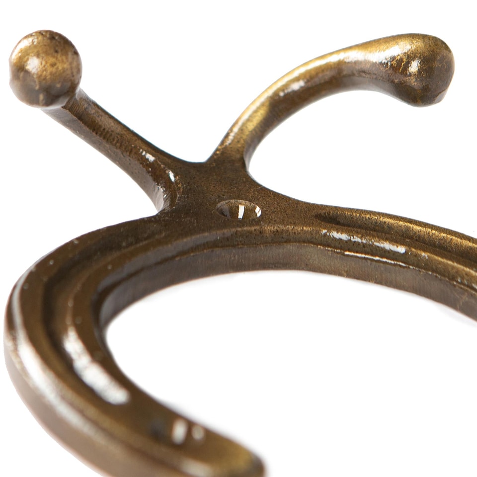 image 1 of Hammer & Tongs Horse Shoe Double Coat Hook - W100mm x H110mm - Brass | Gold | Brass | One Size