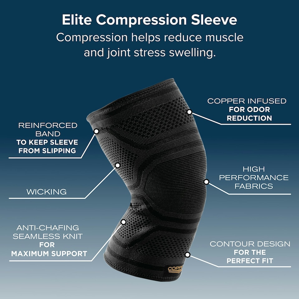 image 1 of Copper Fit Elite Knee Sleeve Small / Medium Black | S
