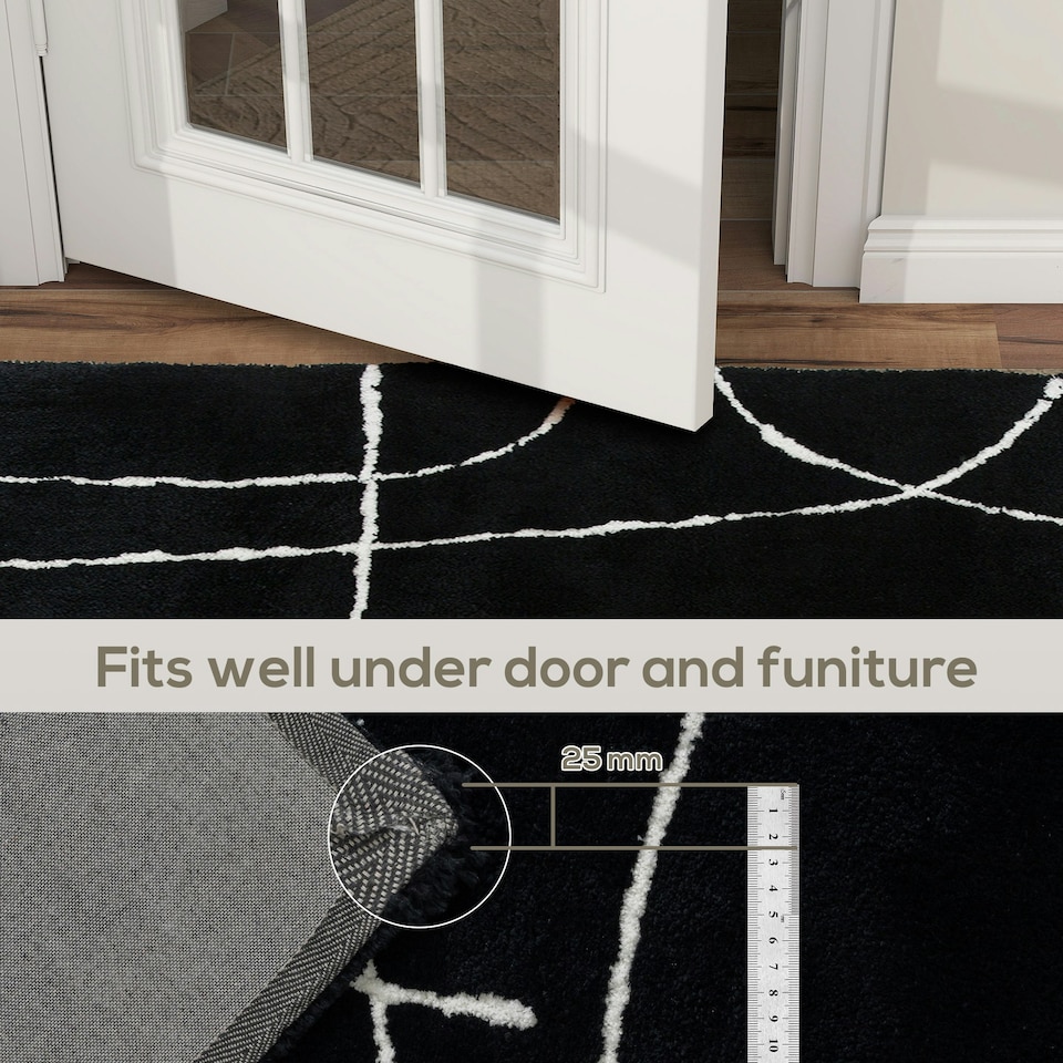 image 1 of HOMCOM High Pile Modern Shaggy Rug, Soft Floor Carpet 120 x 170 cm, Black Black